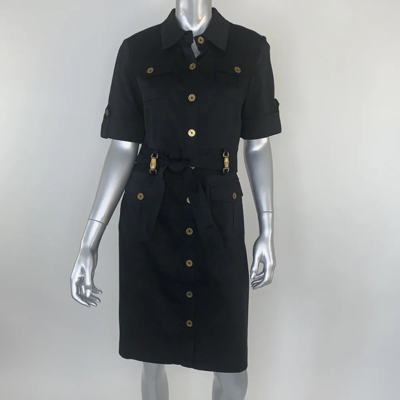 Jones NY Signature Black Safari Style shirt Dress - Picture 1 of 2